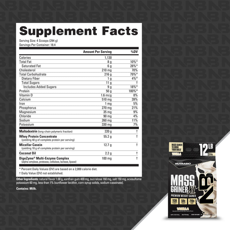 Nutrabio Mass Gainer XL - 12lb
