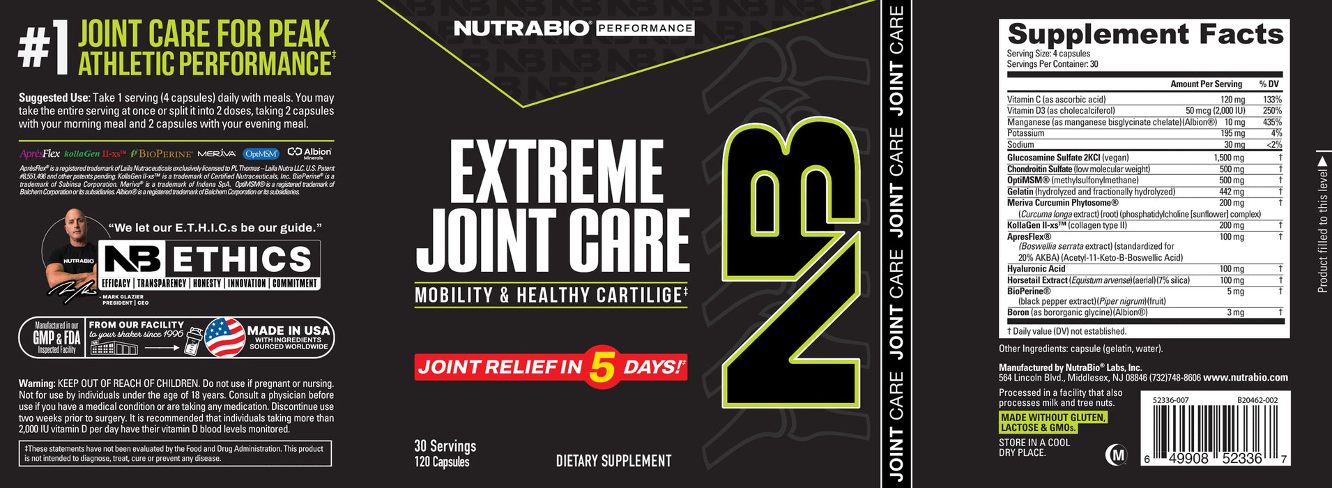 NutraBio  Extreme Joint Care 120caps