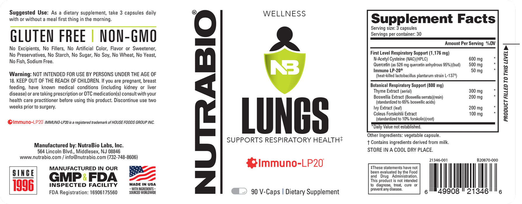 NutraBio Lungs 90VegCaps