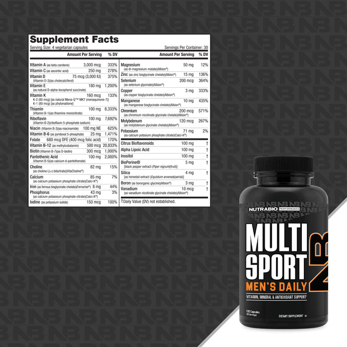 NutraBio MultiSport for Men 120VegCaps