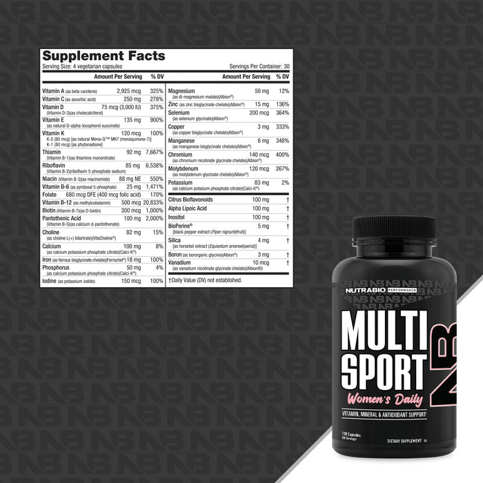 NutraBio MultiSport for Women 120VegCaps