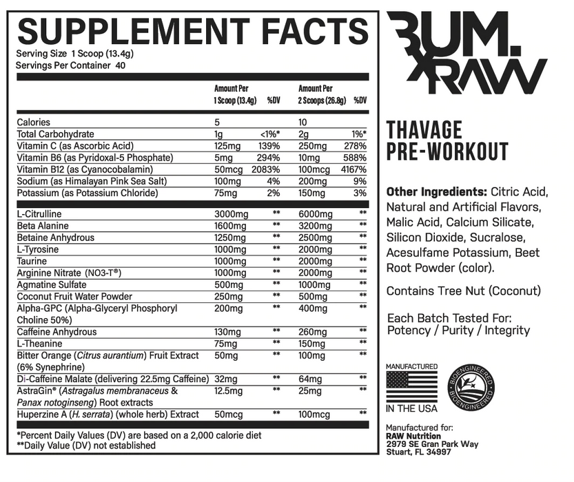 Raw Nutrition Cbum Series Thavage Pre Workout
